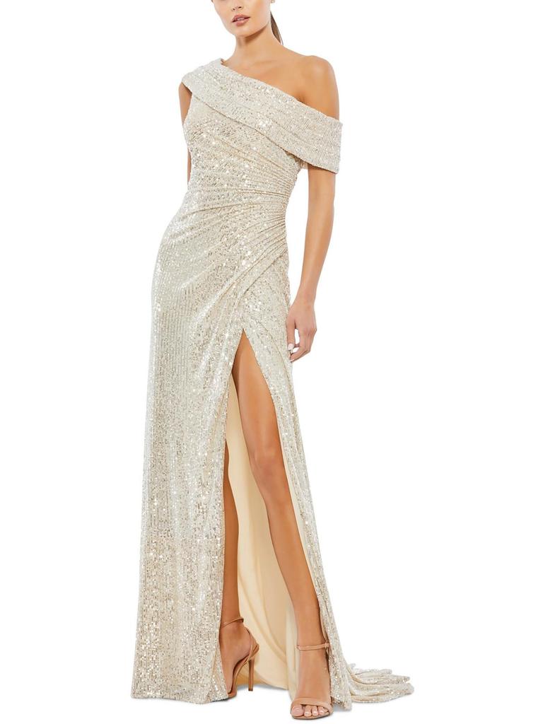 Ieena for Mac Duggal Womens Sequined Maxi Evening Dress