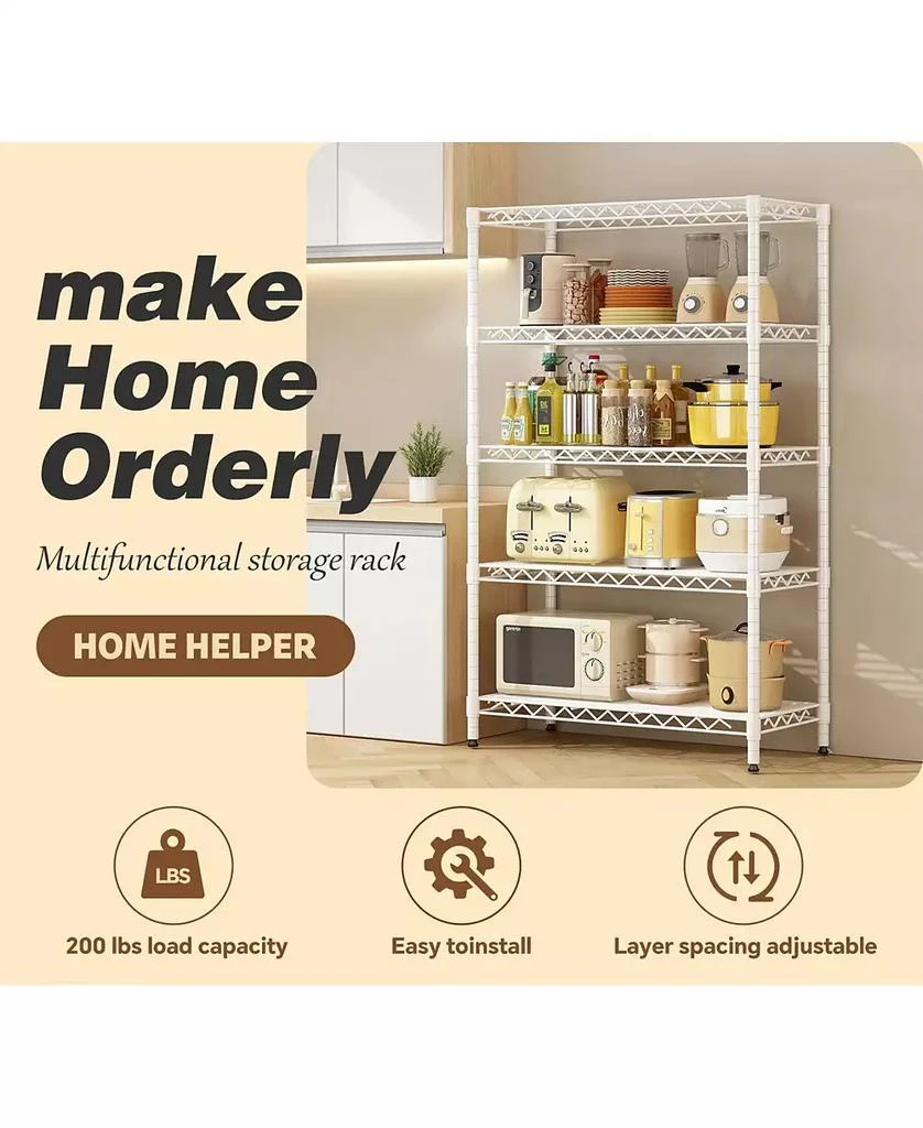 Flynama Wire Shelving Metal Storage Rack Adjustable Shelves, Standing Storage Shelf Units for Laundry Bathroom Kitchen Pantry Closet(White, 42L x 18W x 71H 10