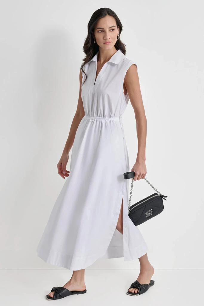 DKNY CUTOUT PINSTRIPED MIDI SHIRT DRESS 3