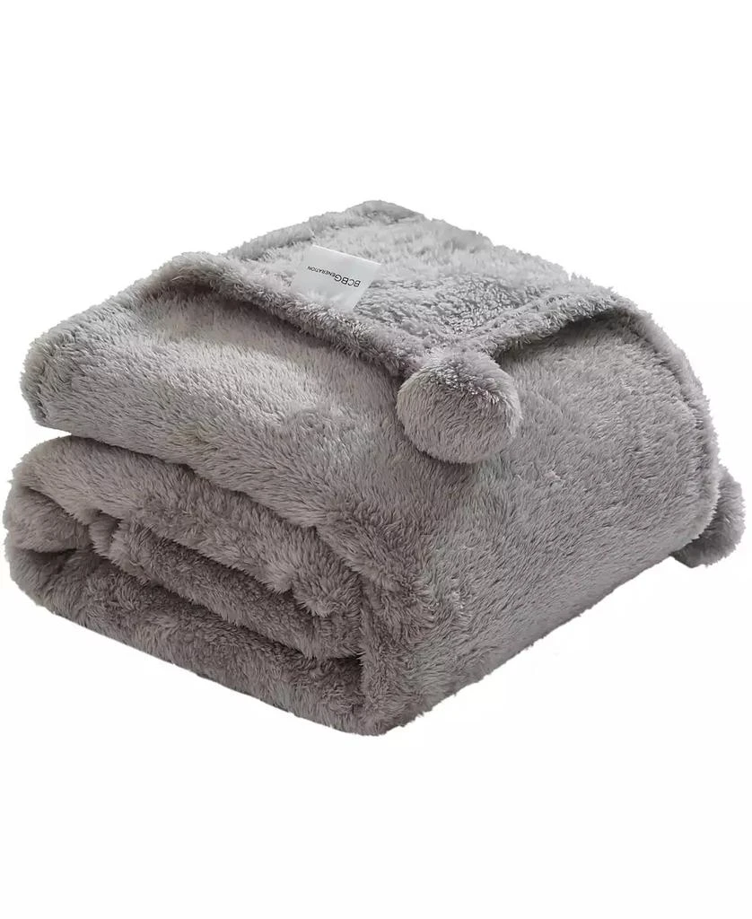 BCBG Plush Throw Blanket with Pom Poms, 50" x 70", Created for Macy's 2