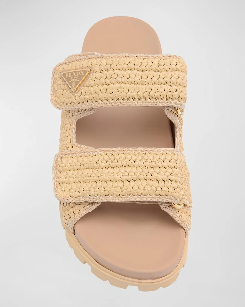 Prada Fussbett Raffia Dual Buckle Slide Sandals 6