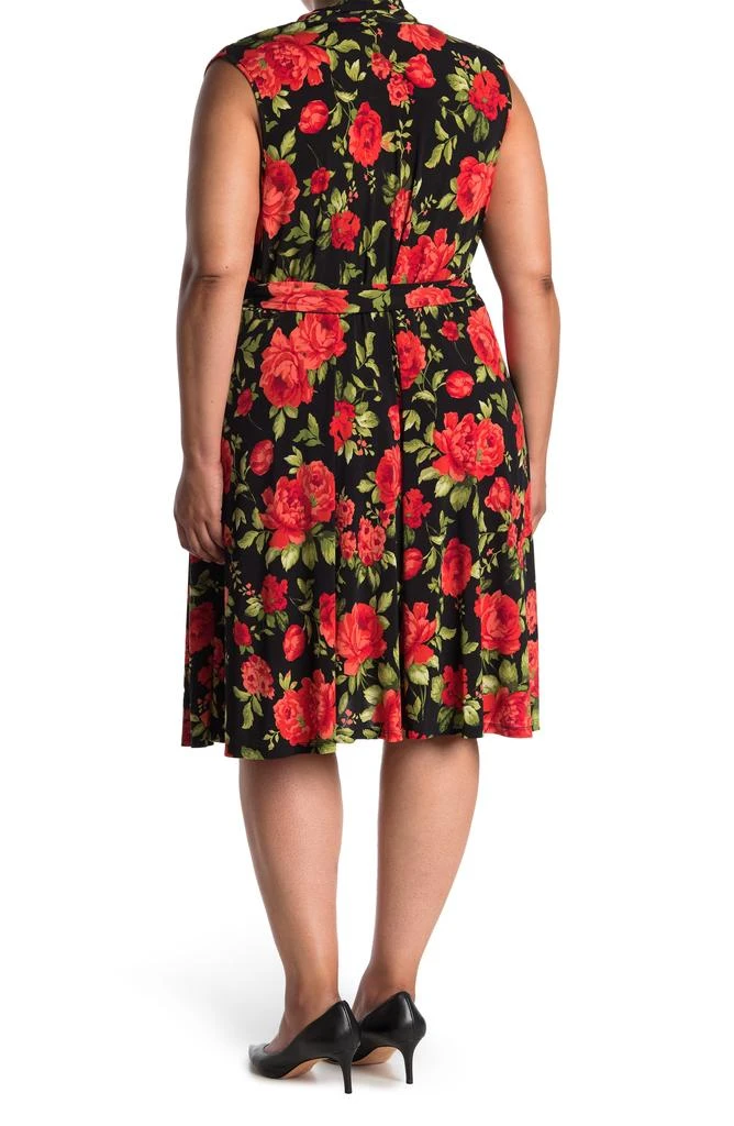 Love by Design Prescott Fit & Flare Belted Knee Length Dress - Navy - Plus-4 X