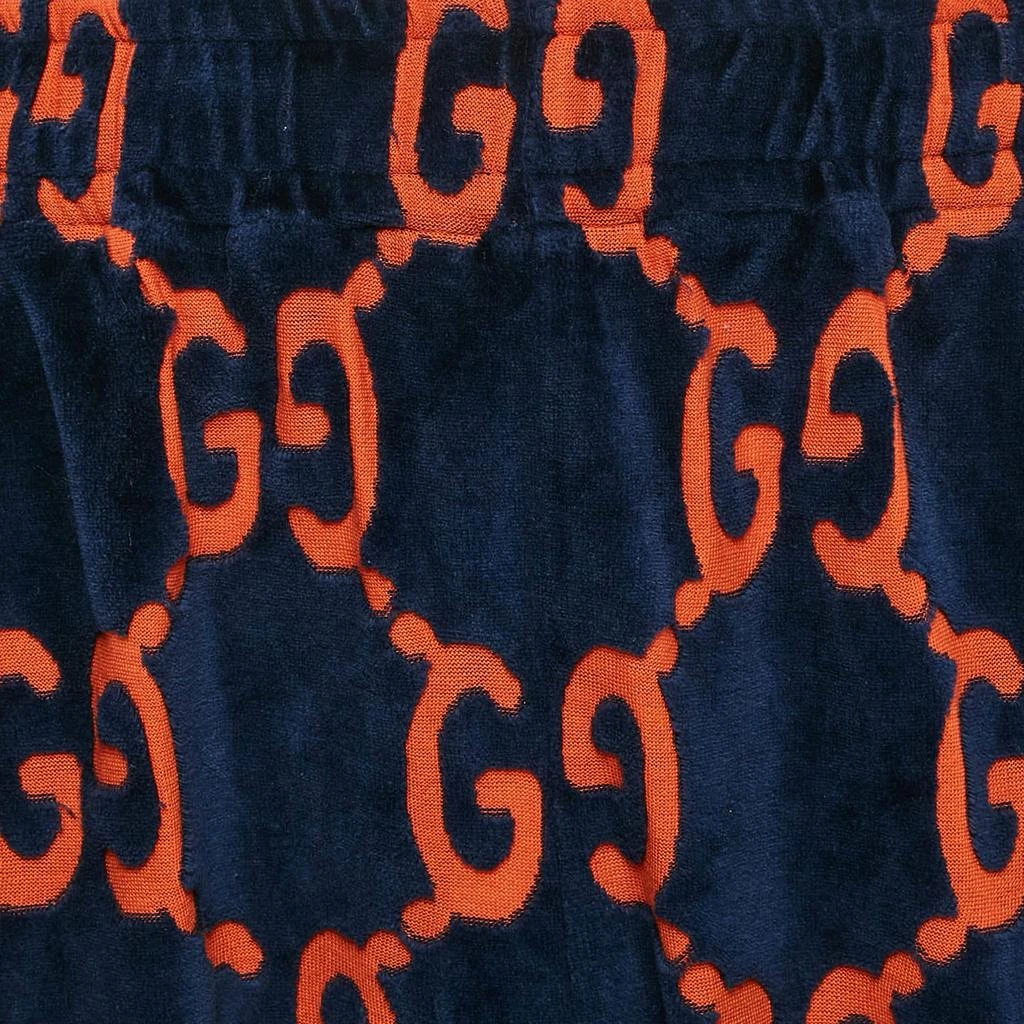 Gucci Gucci Blue & Orange Chenille GG Logo Velvet Track Pants L 4