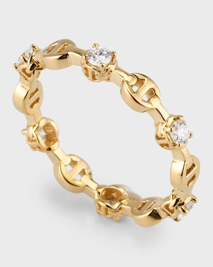 Hoorsenbuhs 18K Yellow Gold Micro Tri-Link II Ring with Diamonds, Size 7 4