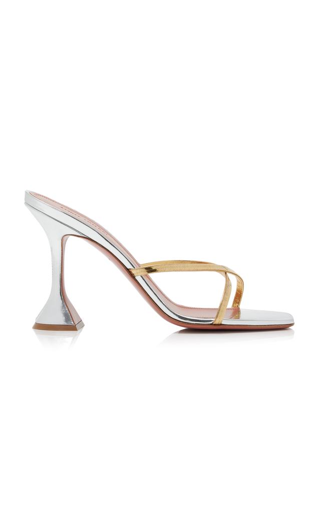 Amina Muaddi Amina Muaddi - Henson Metallic Leather Sandals - Silver - IT 36 - Moda Operandi