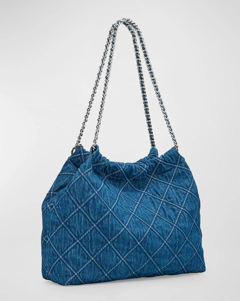 Tory Burch Fleming Drawstring Denim Hobo Bag 6