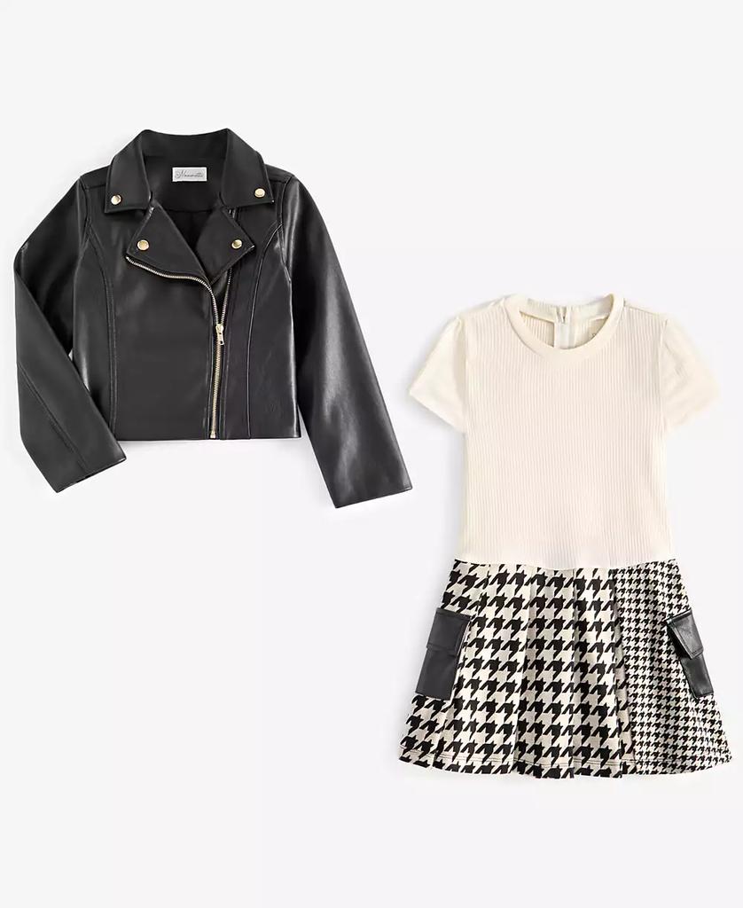 Nannette Toddler & Little Girls Faux-Leather Jacket & Dress Set