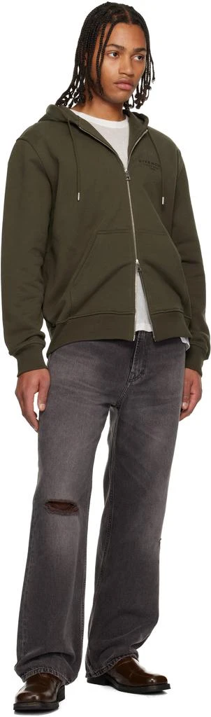 Givenchy Khaki Zipped Fleece Hoodie 4