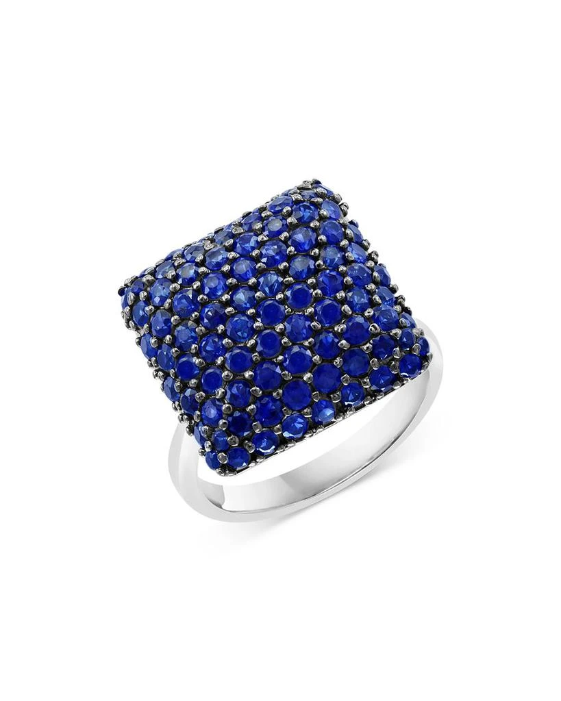 Bloomingdale's Blue Sapphire Pavé Statement Ring in 14K White Gold 1