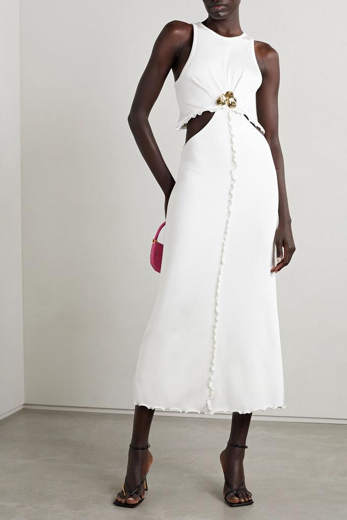 ET OCHS Laela embellished cutout stretch-satin jersey midi dress