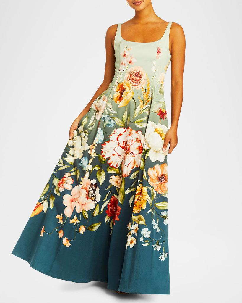 Mestiza New York Thalia Reversible Floral-Print Ombre Gown