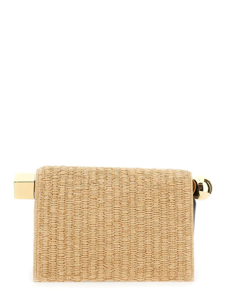 Jacquemus 'La Pochette Rond Carre' Beige Clutch Bag With Logo Lettering On The Front In Fabric Woman 2
