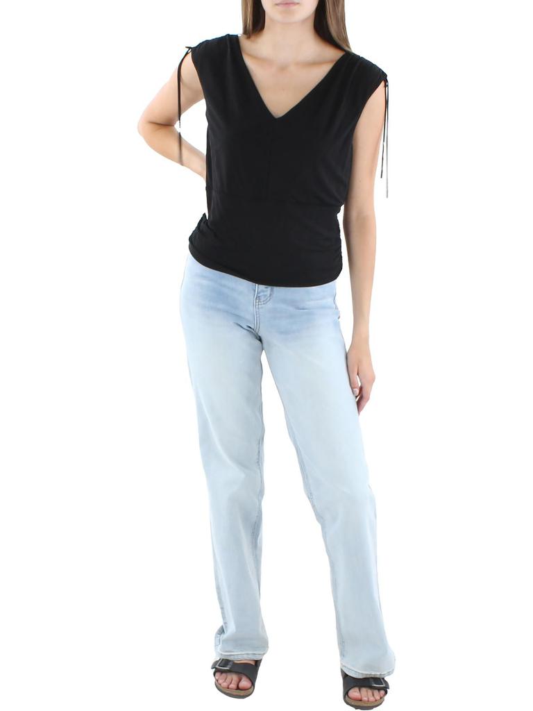 MaxMara Studio Comica Womens Ruched V-Neck Tank Top