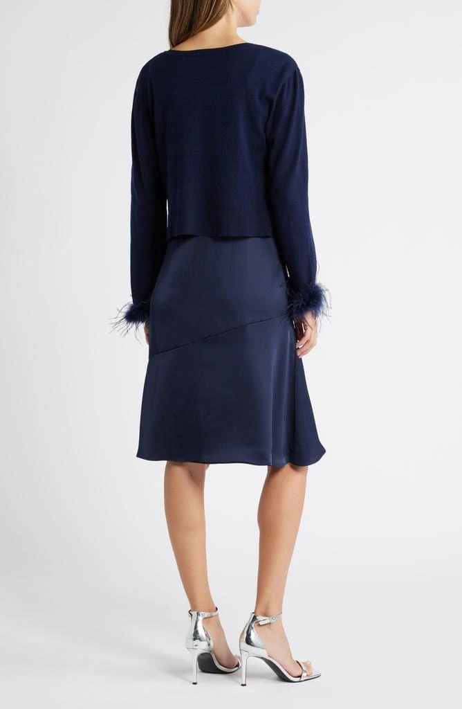 Sam Edelman Faux Feather Trim Long Sleeve Two-Piece Sweater Dress 2