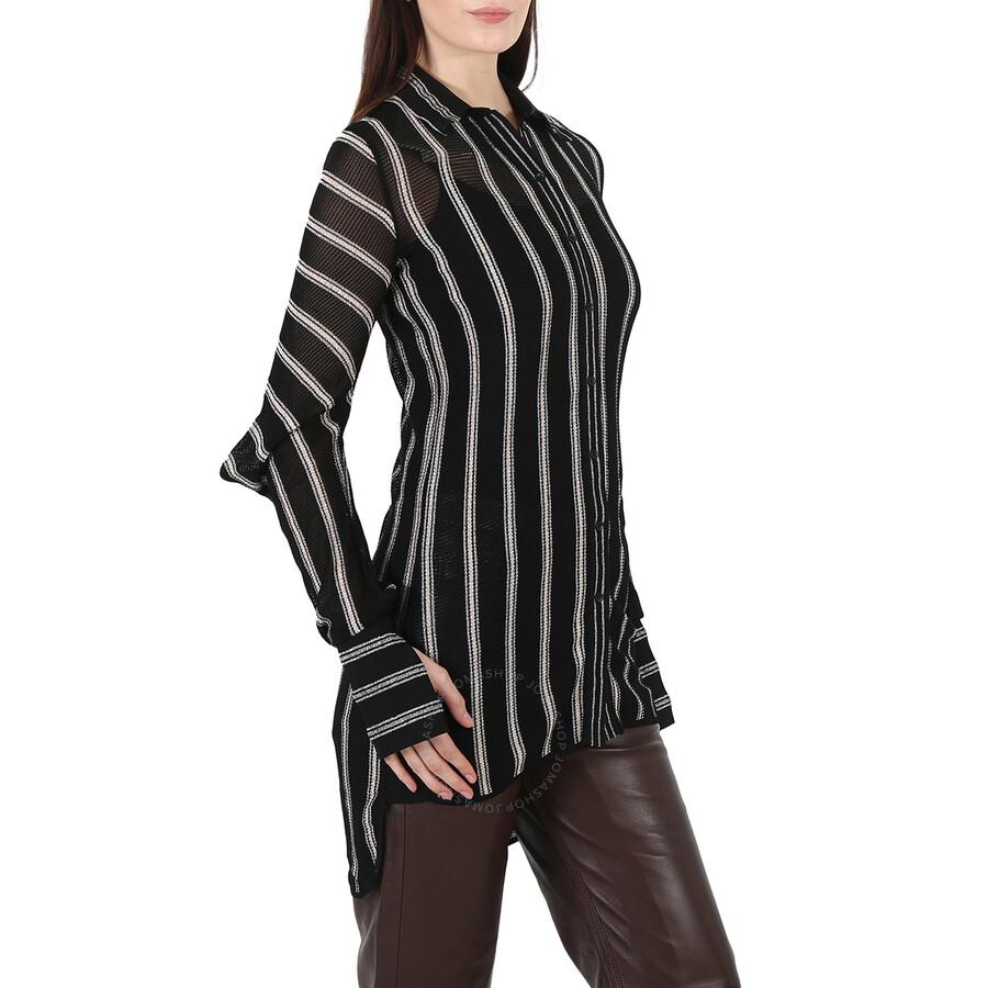 Roberto Cavalli Ladies Black / Gold Knitted Stripe Shirt