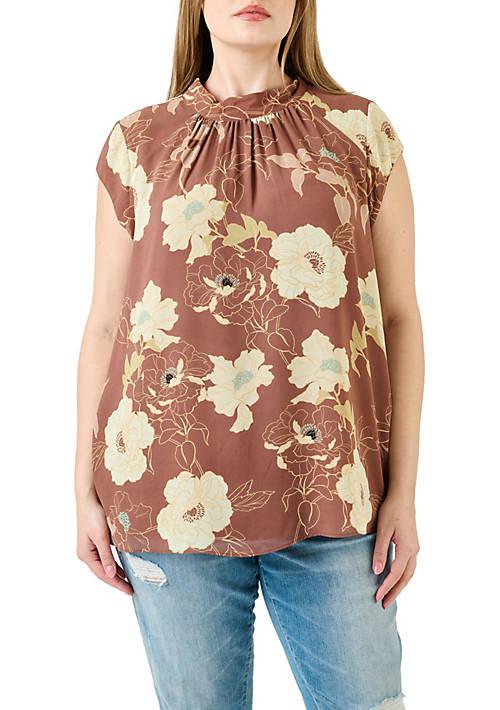 DR2 by Daniel Rainn By Daniel Rainn Floral Cap Sleeve Top Plus Size