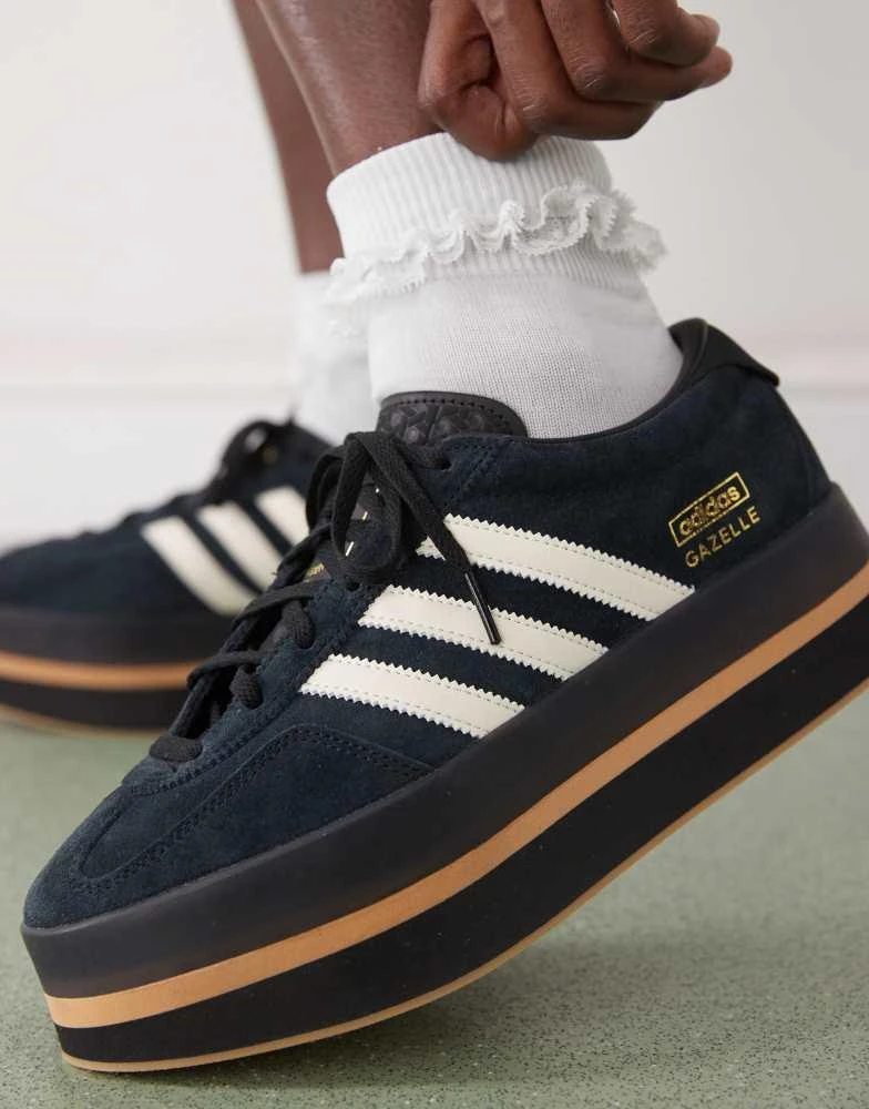 Adidas adidas Originals Gazelle Stack trainers in black and white 2