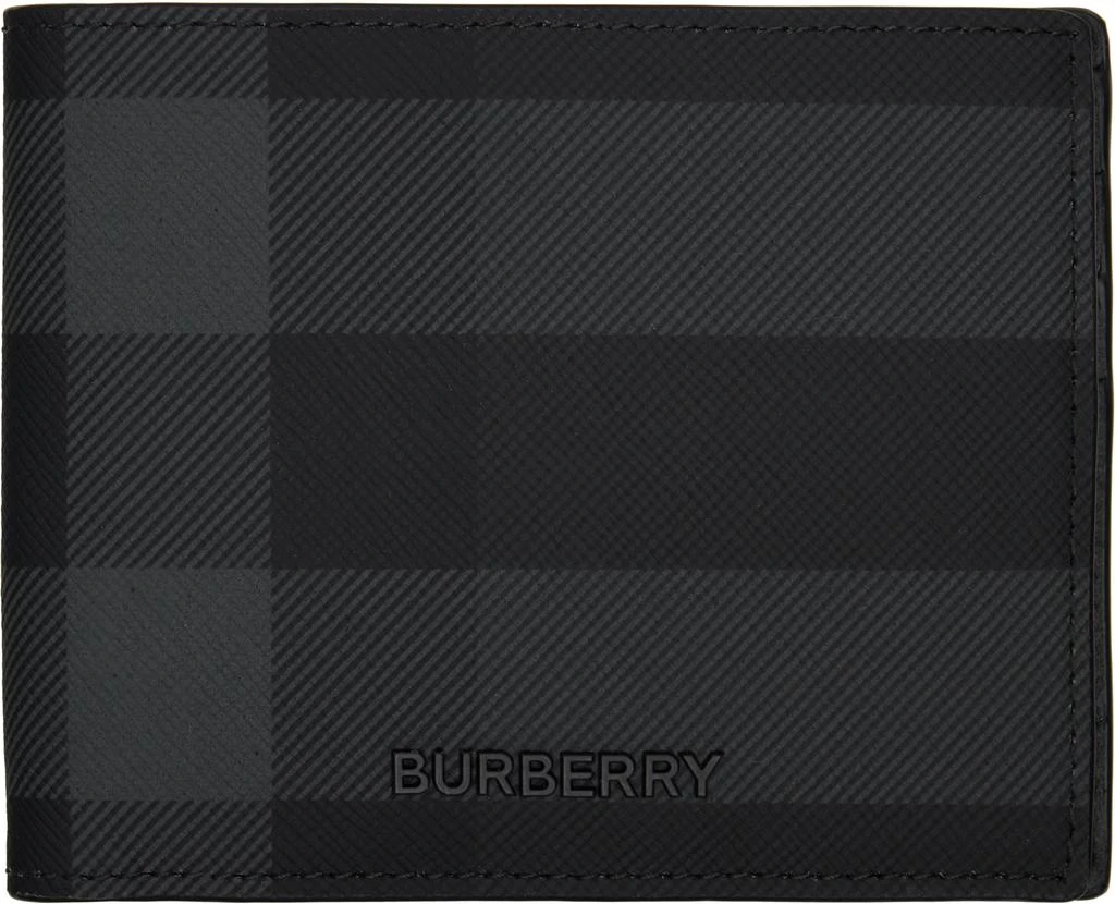 Burberry Black 
Gray Check Slim Wallet
