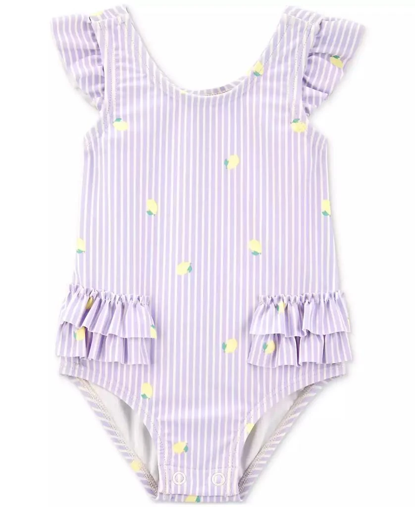 Carter's Baby Girls Striped Lemon 1-Piece Swimsuit 1