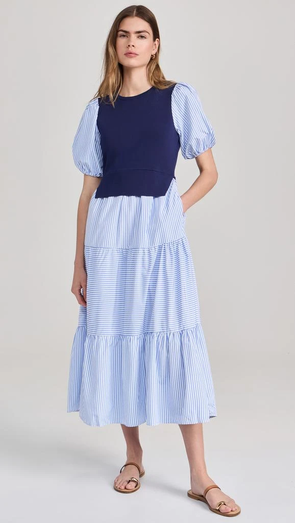 English Factory Striped Mixed Media Dress 6