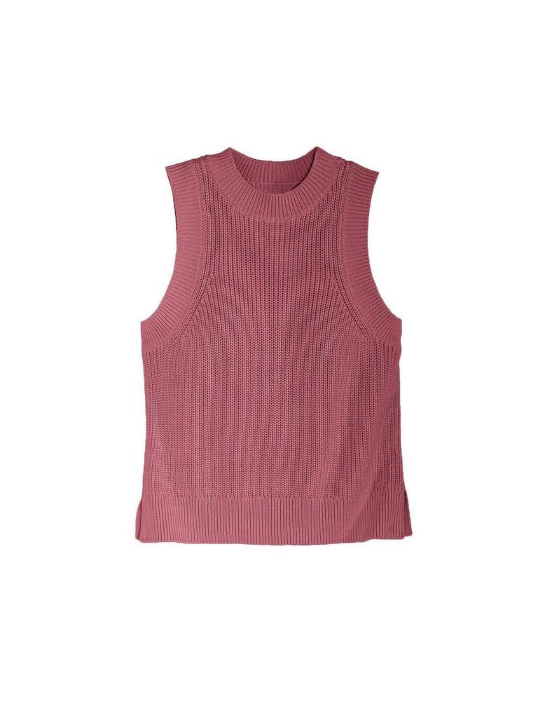 525 America High Crew Neck Sleeveless Tank With Side Slits In Mauve