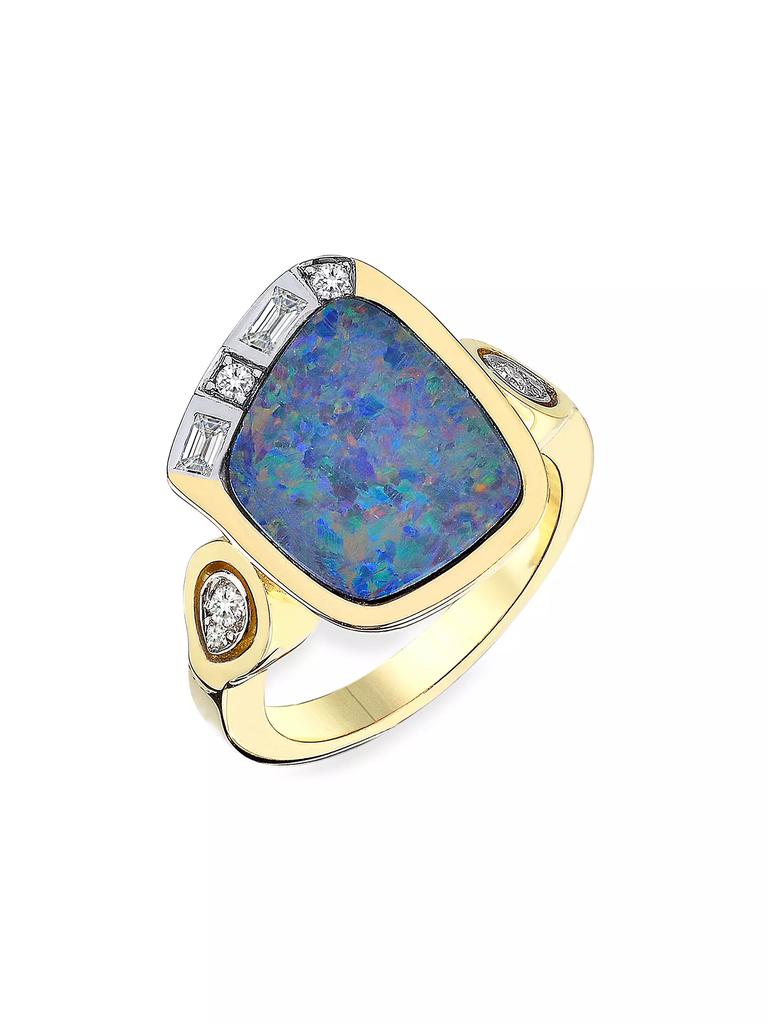 Melis Goral Focus 14K Yellow Gold, Opal & 0.23 TCW Diamond Ring