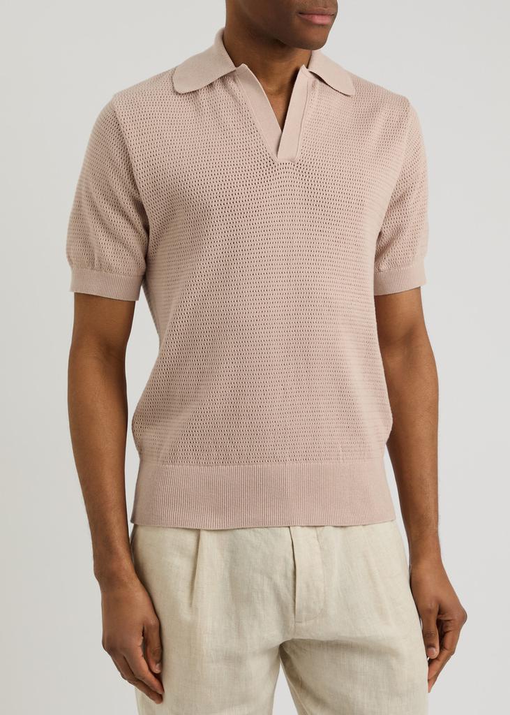 Oliver Spencer Penhale pointelle-knit cotton polo shirt