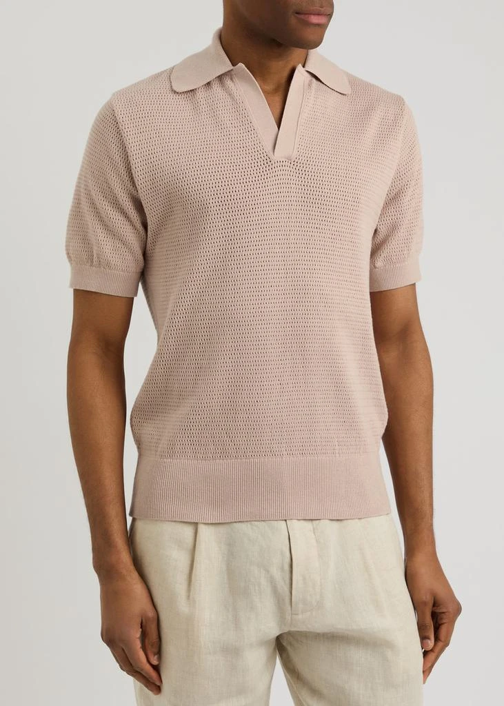 Oliver Spencer Penhale pointelle-knit cotton polo shirt 2