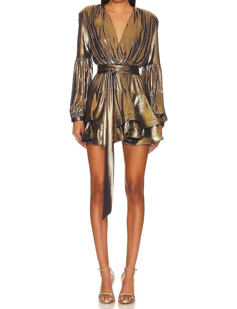 BRONX AND BANCO Bronx And Banco - Bedouin Metallic Mini Long Sleeve Dress