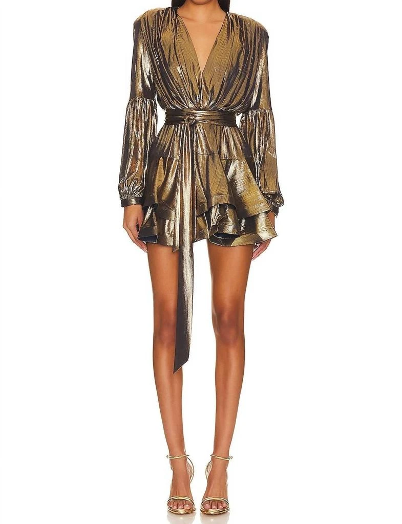BRONX AND BANCO Bronx And Banco - Bedouin Metallic Mini Long Sleeve Dress 1