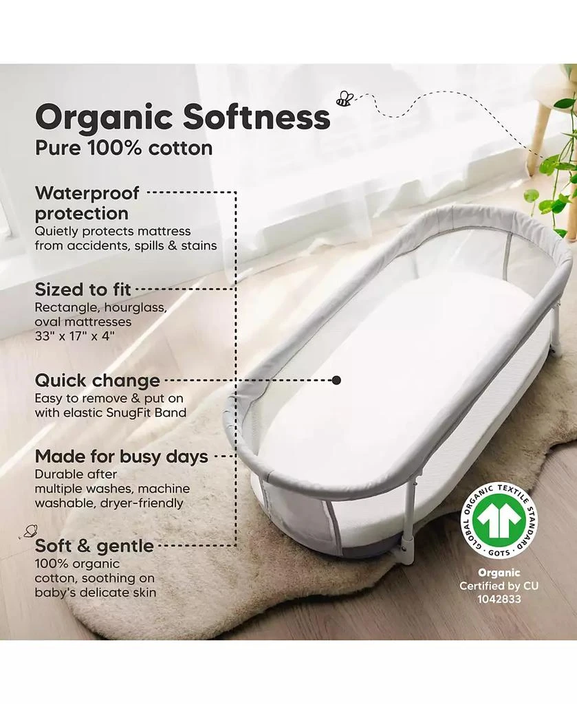 KeaBabies 2pk Soothe Waterproof Bassinet Sheets for Girls, Boys, 33x17 Universal Baby Bassinet Mattress Protector Cover 3