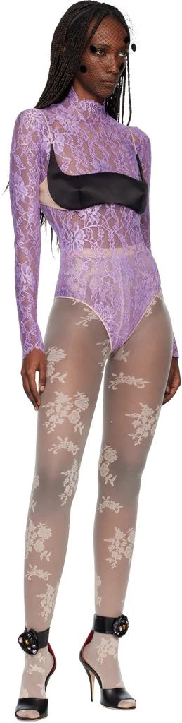 Valentino Purple Floral Lace Bodysuit 4