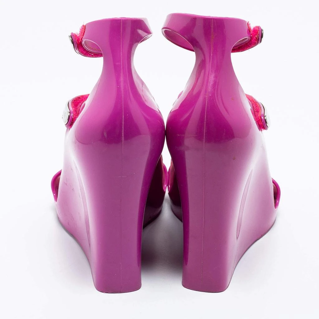 Louis Vuitton Louis Vuitton Purple Rubber Ankle-Strap Wedge Sandals Size 37 5