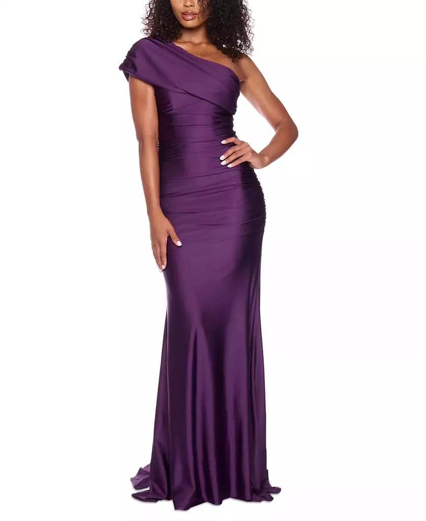 B Darlin Juniors' One-Shoulder Draped Floor-Sweeping Gown - Electric Blue - Size 17/18