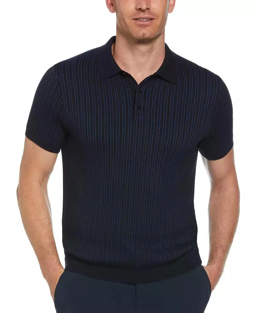 Perry Ellis Men's Short Sleeve Vertical Stripe Polo Sweater 1