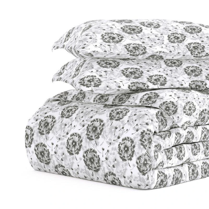 IENJOY HOME Make a Wish Light Gray Pattern Duvet Cover Set Ultra Soft Microfiber Bedding, Full/Queen 2