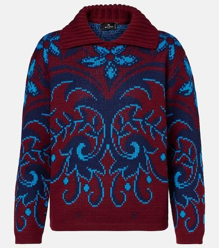 ETRO Paisley wool jacquard polo sweater 1