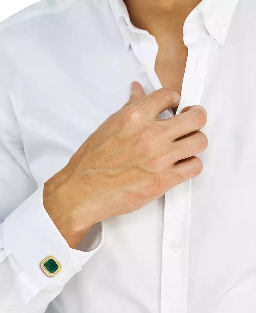 Effy EFFY® Men
s Malachite 
Diamond (3/8 ct. t.w.) Octagon Cufflinks in Gold-Plated Sterling Silver
