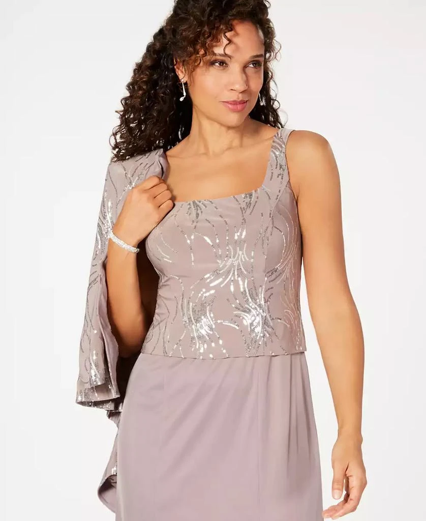 Alex Evenings Petite Sequined A-Line Midi Dress and Jacket 7