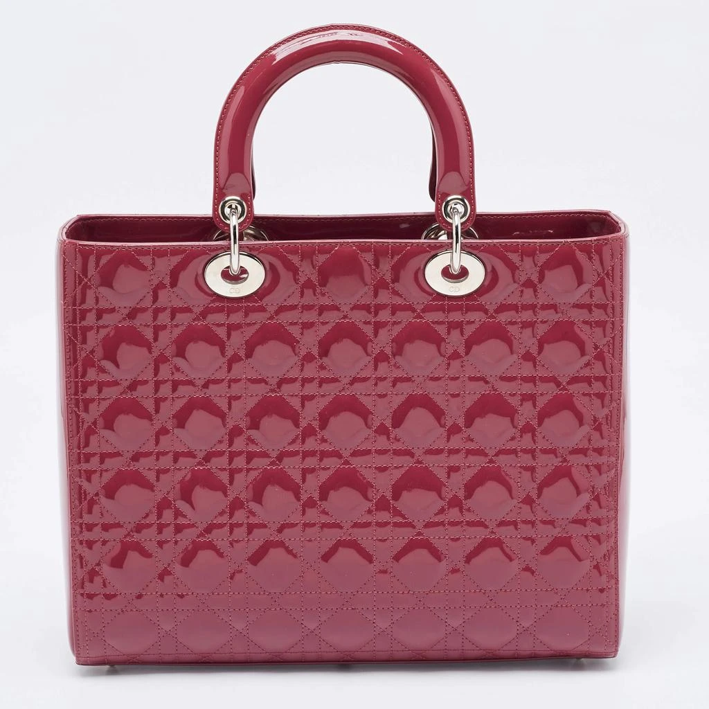 Dior Dior Fuchsia Cannage Patent Leather Large Lady Dior Tote 4