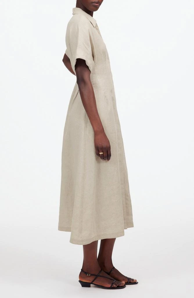 Madewell Pleated Button Front Linen Midi Shirtdress 3