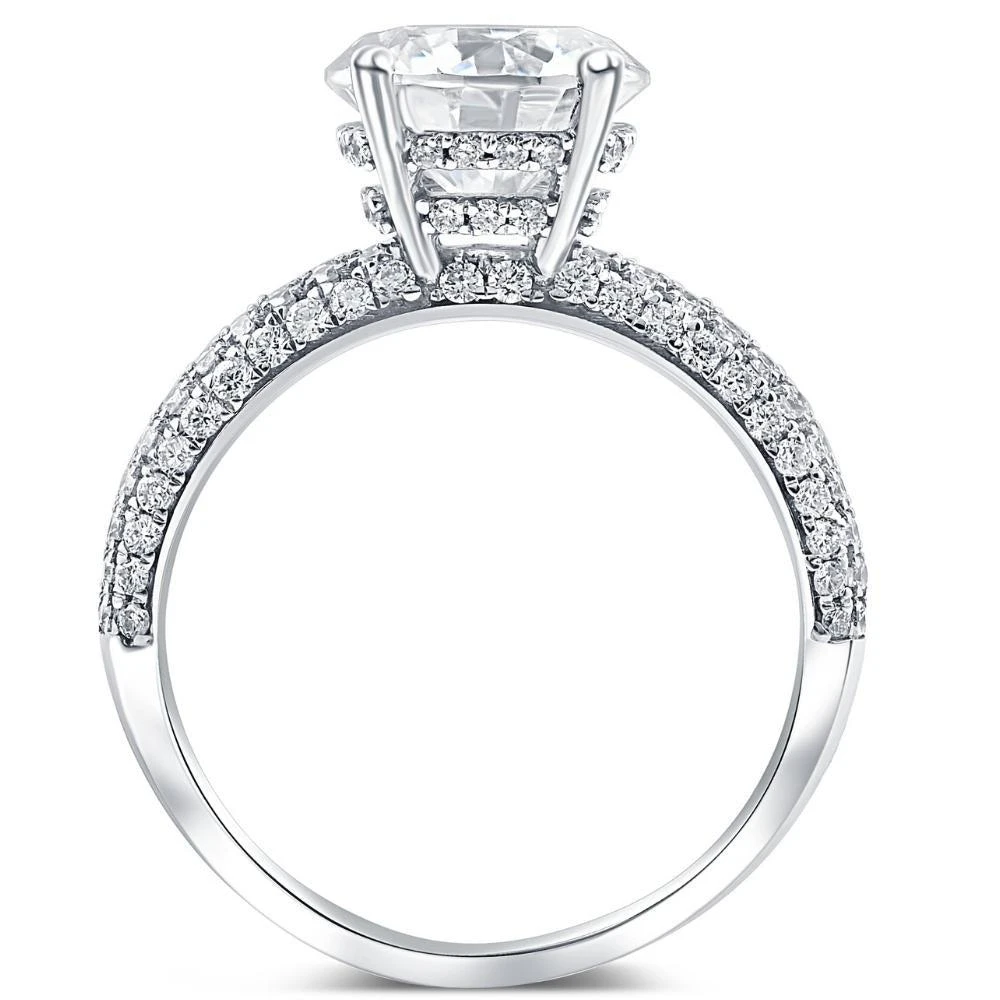 Pompeii3 Certified 3.84Ct Micro Pave Diamond Engagement Ring 14k White Gold Lab Grown 2