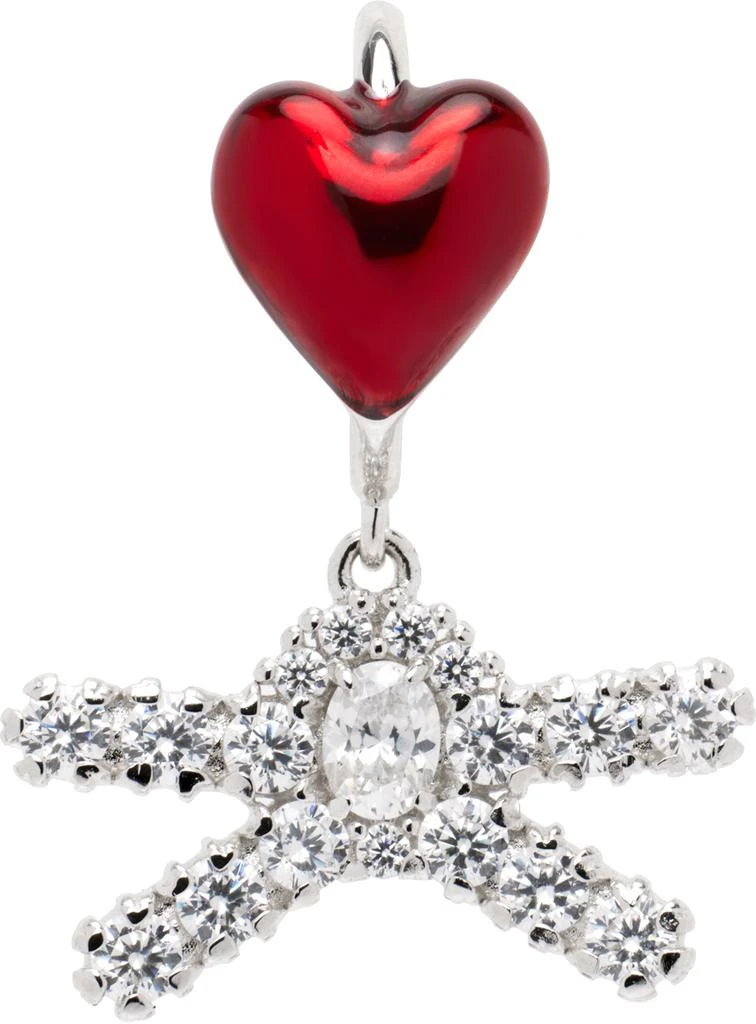Shushu/Tong Silver & Red YVMIN Edition Enamel Heart Gem Bowknot Lip Ring 1