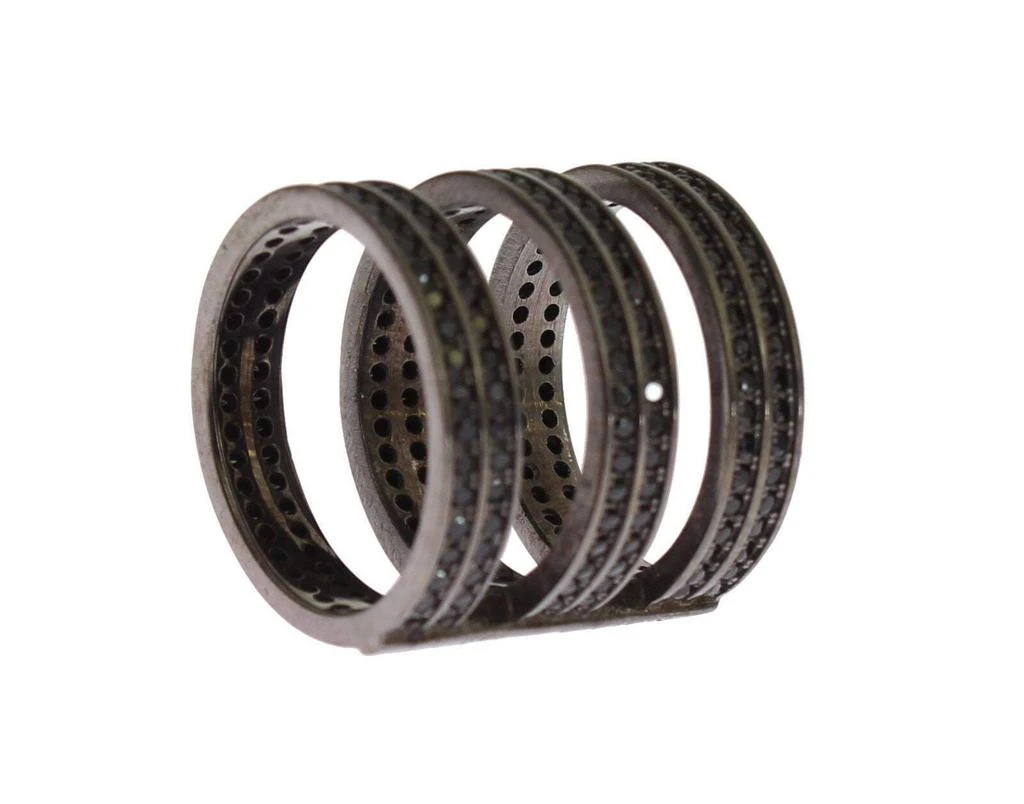 Nialaya Nialaya Black CZ Rhodium 925 Silver Ring 3
