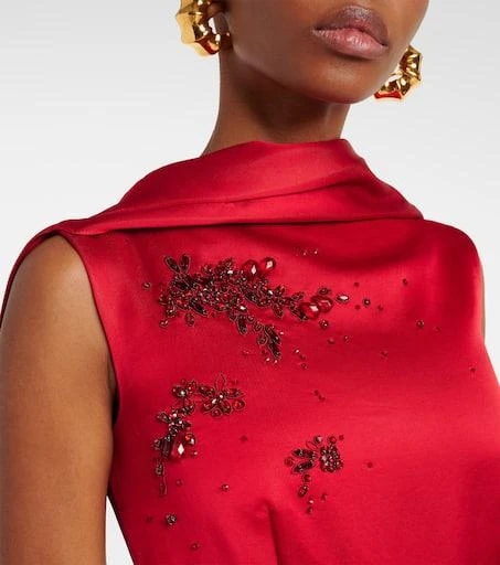 Erdem Draped bow-detail embellished satin gown 4