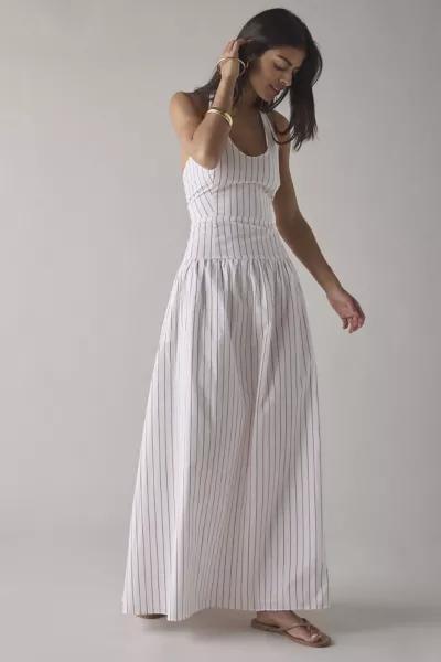 Glamorous Glamorous Striped Cotton Drop Waist Halter Maxi Dress