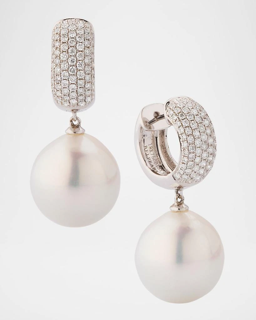 BELPEARL 18K White Gold South Sea Pearl Earrings with Diamonds 1