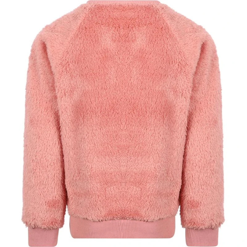 Huxbaby Teddy fur zipped logo jacket in dusty pink 2