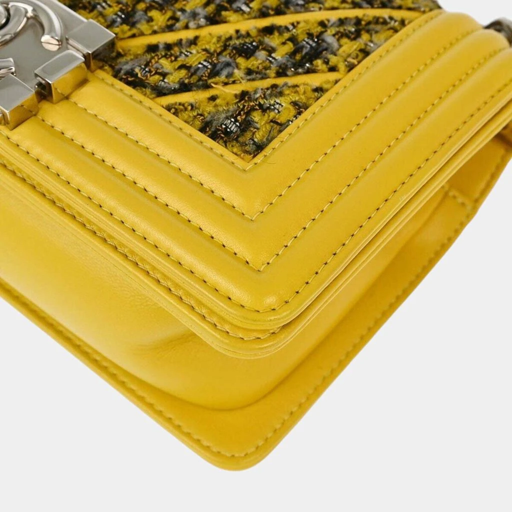 Chanel Chanel Yellow Tweed V Stitch Boy Small Double Chain Shoulder Bag 9
