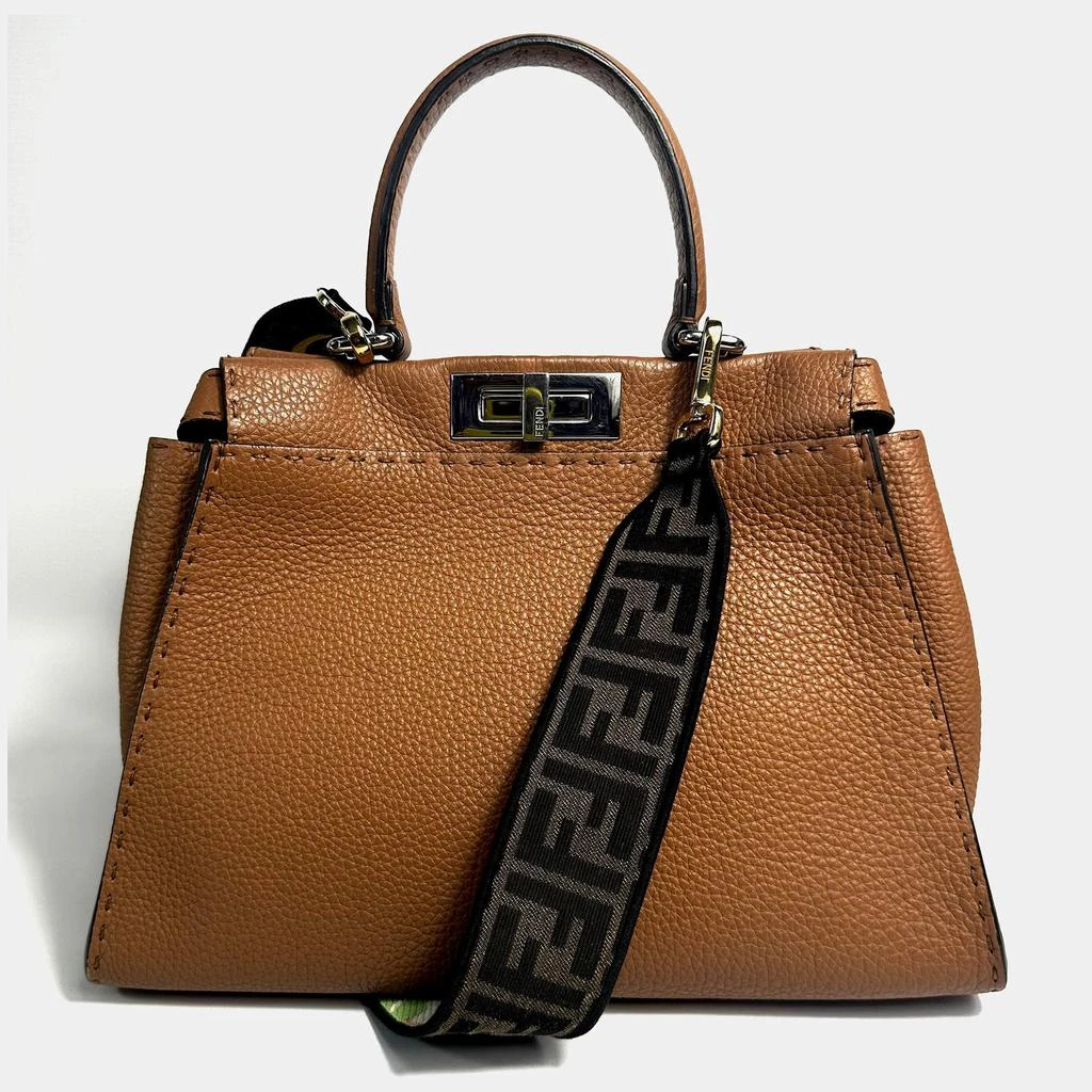 Fendi Fendi Brown Leather Medium Peekaboo Bag 1